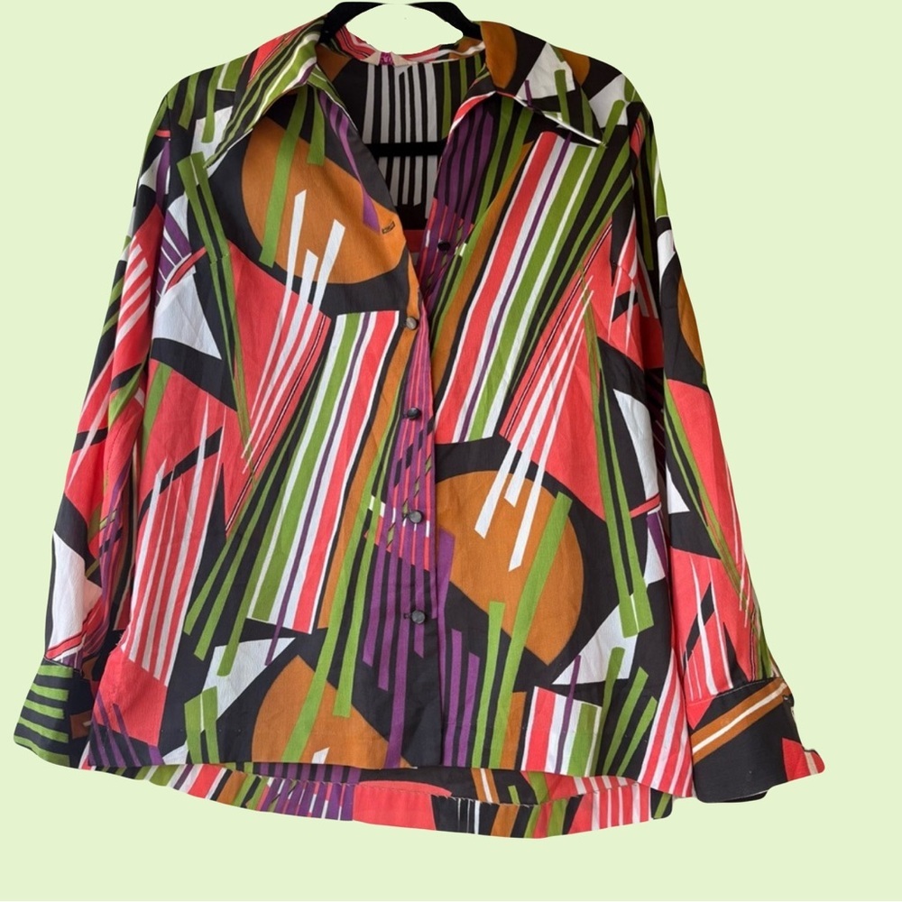 Vintage 1970s blouse ELLANEE New Orleans boutique pointy‎ collar mod